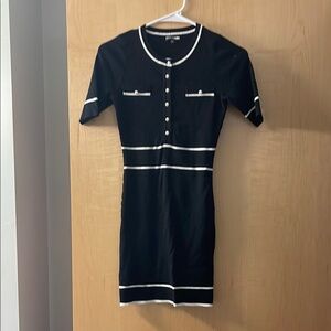 Black Dress with White Accents